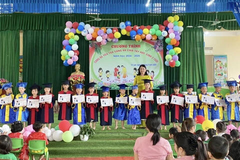 Trường Mầm non Võ Lao đẩy mạnh xây dựng trường mầm non lấy trẻ làm trung tâm