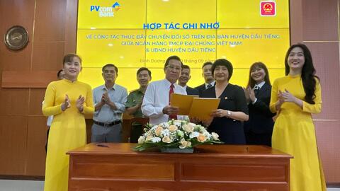 PVcomBank và UBND huyện Dầu Tiếng ký kết hợp tác về thúc đẩy chuyển đổi số