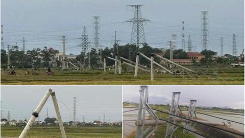 Thanh Hoá: Hàng loạt cột điện đường dây 22kV gãy đổ sau cơn mưa