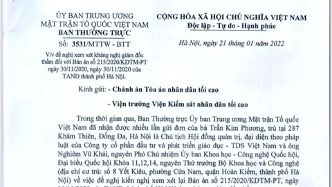 Ủy ban Trung ương MTTQ Việt Nam đề nghị kháng nghị bản án tranh chấp trường Newton