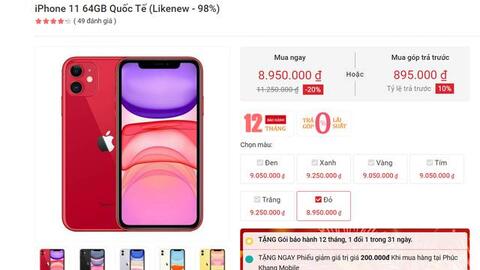 iPhone 11 cũ liên tục rớt giá, giảm xuống mức dưới 9 triệu đồng