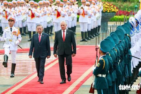 Tổng Bí thư Tô Lâm chủ trì lễ đón Bí thư thứ nhất, Chủ tịch nước Cuba Miguel Díaz-Canel Bermúdez