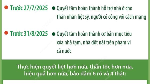 Quyết tâm hoàn thành cơ bản mục tiêu xóa nhà tạm, nhà dột nát trước 31-8-2025