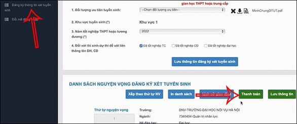 Đóng lệ phí đăng ký xét tuyển trực tuyến thế nào? - Ảnh 2.