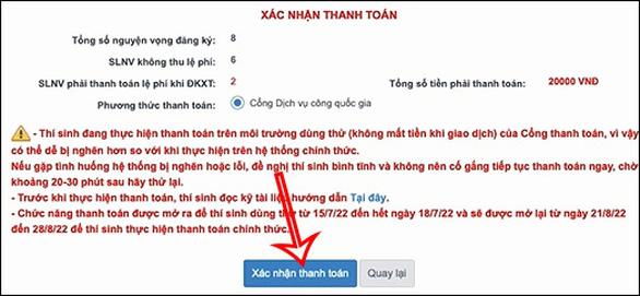 Đóng lệ phí đăng ký xét tuyển trực tuyến thế nào? - Ảnh 3.