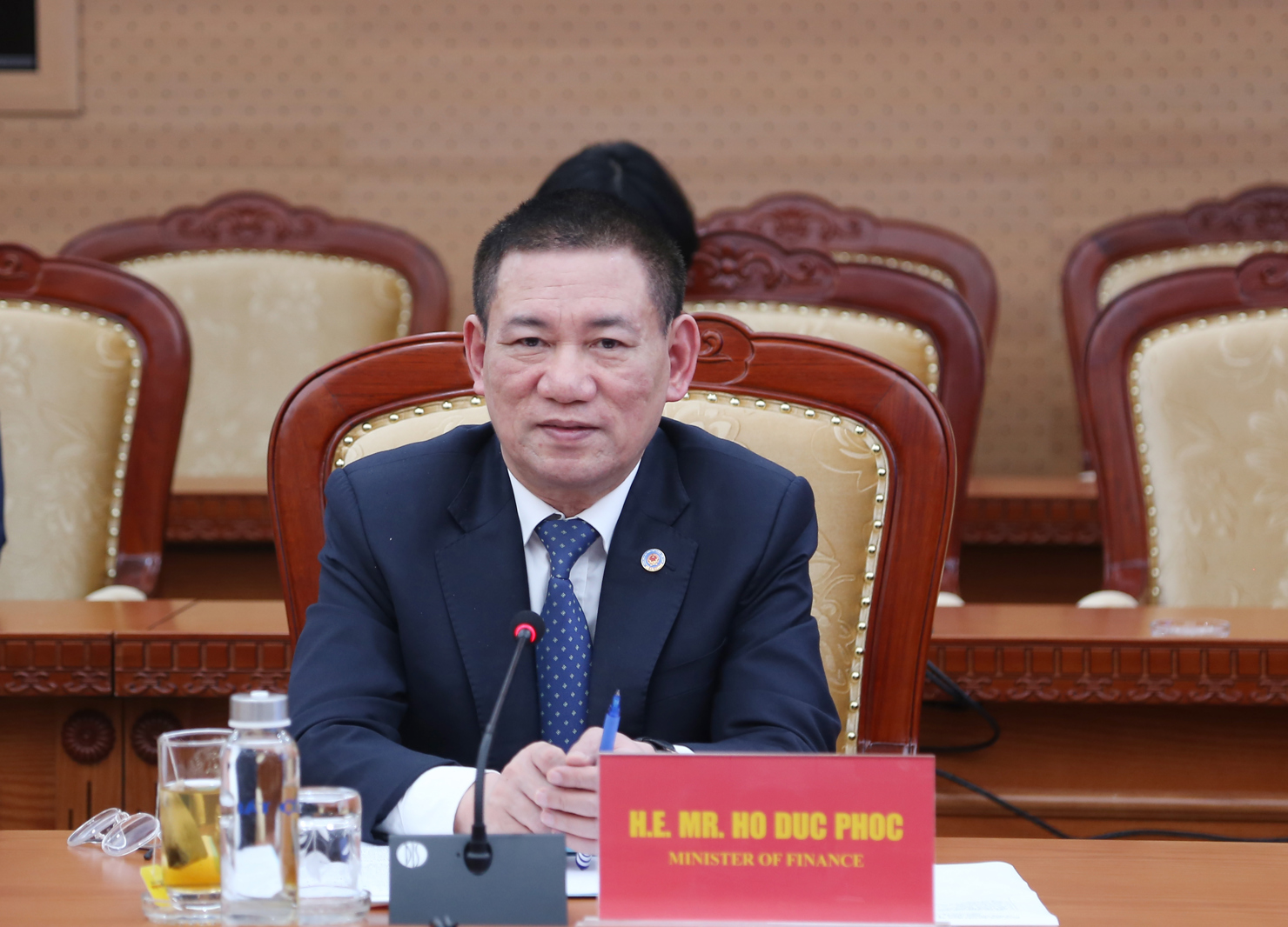 Bộ trưởng Bộ Tài chính Hồ Đức Phớc phát biểu tại cuộc tiếp. Ảnh: Gia Hân
