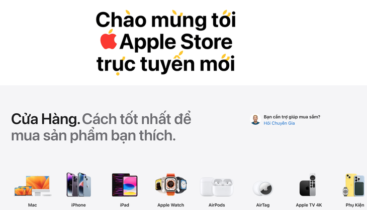 Giao diện cửa hàng trực tuyến Apple Store dành cho thị trường Việt Nam - Ảnh chụp màn hình Giao diện cửa hàng trực tuyến Apple Store dành cho thị trường Việt Nam - Ảnh chụp màn hình