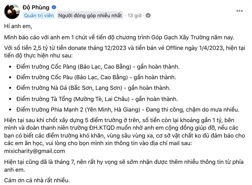 Độ Mixi cập nhật tiến độ "giải ngân" quỹ từ thiện, người hâm mộ nức nở, tự hào - Ảnh 2.