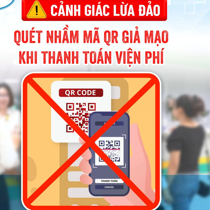 Bệnh viện Nhi trung ương cảnh báo một số mã QR giả mạo được dán tại bệnh viện - Ảnh: BVCC