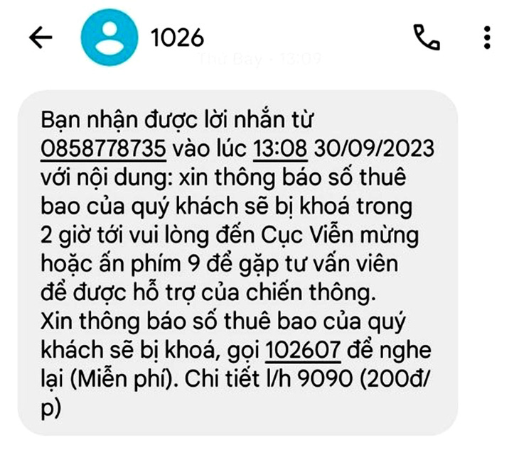 “Dè chừng” với tin nhắn lạ từ chính tổng đài nhà mạng - Ảnh: K.N.