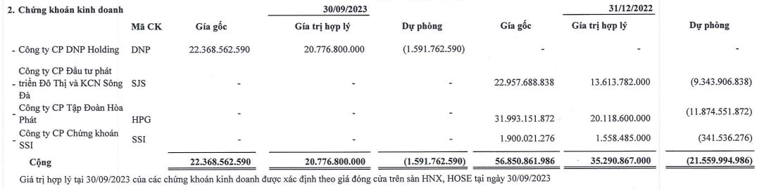 Một doanh nghiệp bất động sản "all in" cổ phiếu DNP và báo lỗ quý 3, tiền mặt còn vỏn vẹn hơn 300 triệu đồng - Ảnh 1.