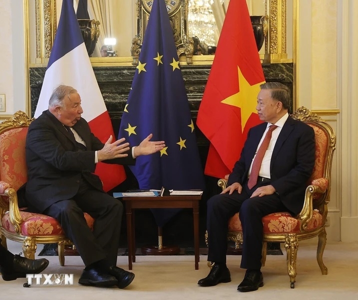 Tổng Bí thư, Chủ tịch nước Tô Lâm và Chủ tịch Thượng viện Pháp Gerard Larcher  