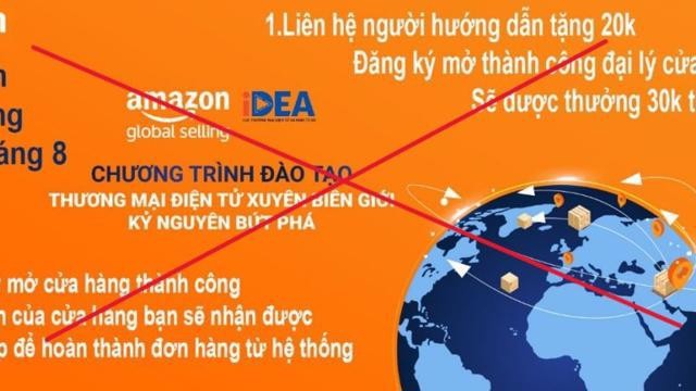 Các đối tượng lừa đảo đã sử dụng hình ảnh, logo của Chương trình đào tạo thương mại điện tử xuyên biên giới do Cục Thương mại điện tử và Kinh tế số phối hợp với Amazon Global Selling tổ chức.