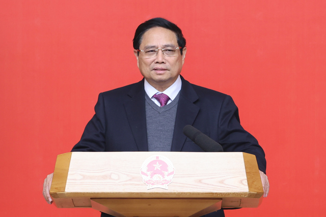 Bí thư Đảng ủy Chính phủ, Thủ tướng Chính phủ Phạm Minh Chính phát biểu tại Hội nghị - Ảnh: VGP/Nhật Bắc