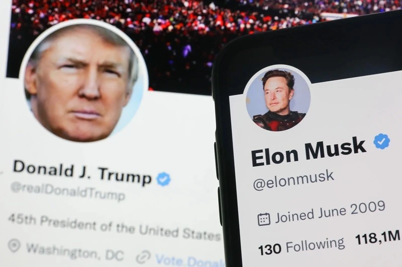Tài khoản của Tổng thống Trump và doanh nhân Elon Musk.