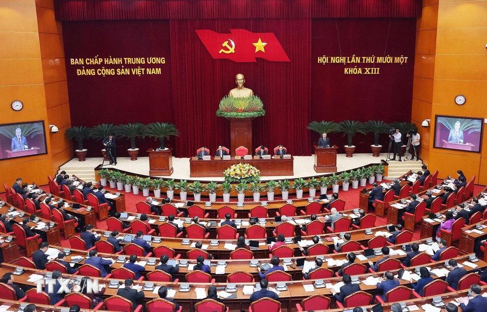 Tổng Bí thư Tô Lâm phát biểu khai mạc Hội nghị lần thứ 11 Ban Chấp hành Trung ương Đảng khóa XIII. Ảnh: TTXVN