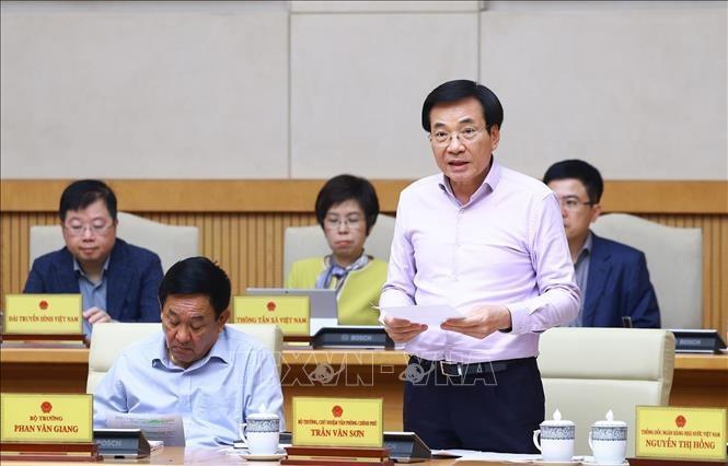 Bộ trưởng, Chủ nhiệm Văn phòng Chính phủ Trần Văn Sơn phát biểu. (Ảnh: Dương Giang/TTXVN)