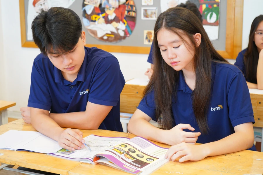 Học sinh Trường THPT Ban Mai (Hà Đông, Hà Nội) trong giờ học Tiếng Anh.