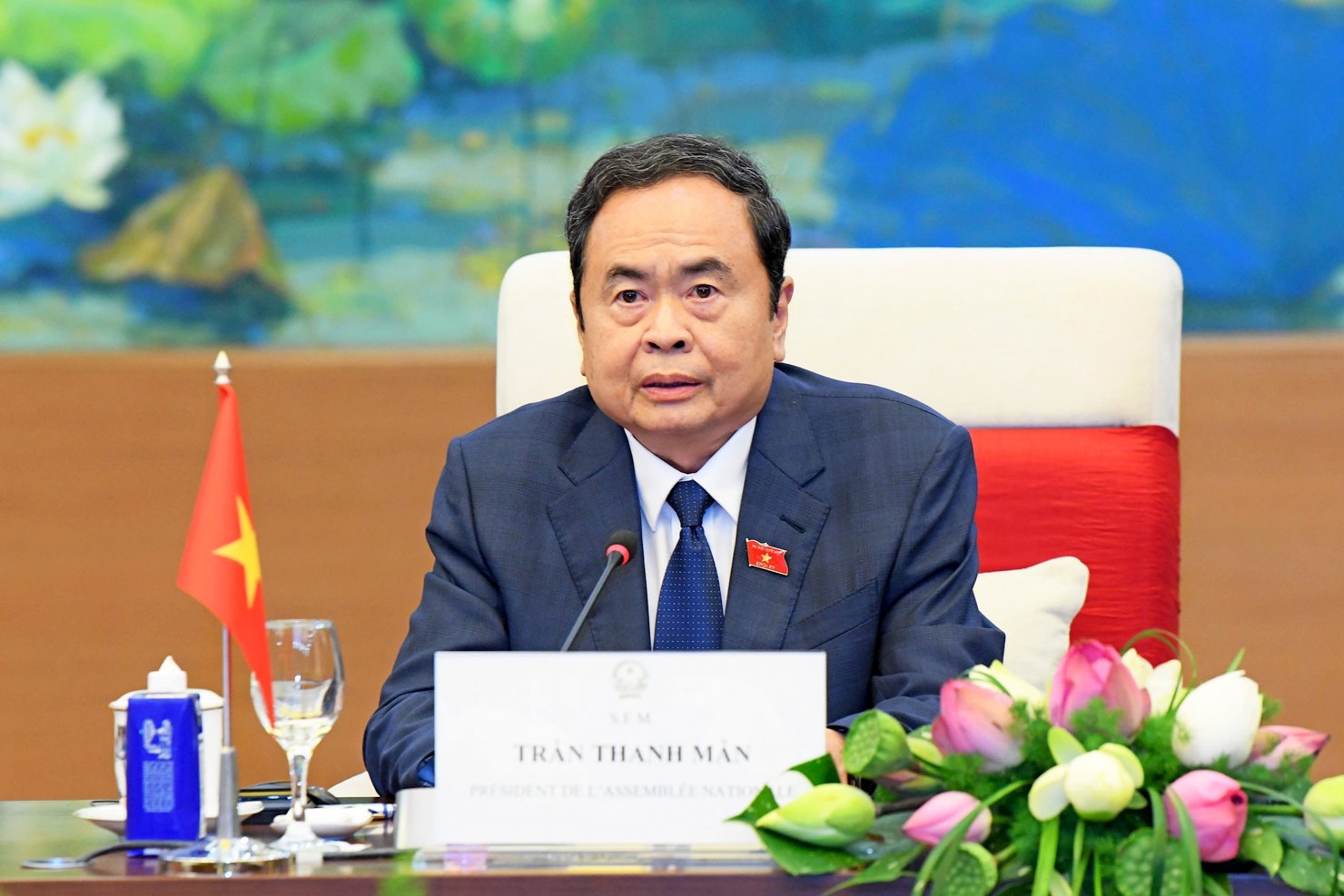 Chủ tịch Quốc hội Trần Thanh Mẫn phát biểu tại cuộc hội kiến. Ảnh: Lâm Hiển