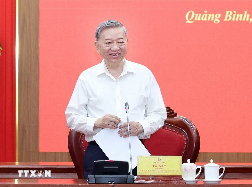 Tổng Bí thư Tô Lâm phát biểu tại buổi làm việc. Ảnh: Thống Nhất - TTXVN  