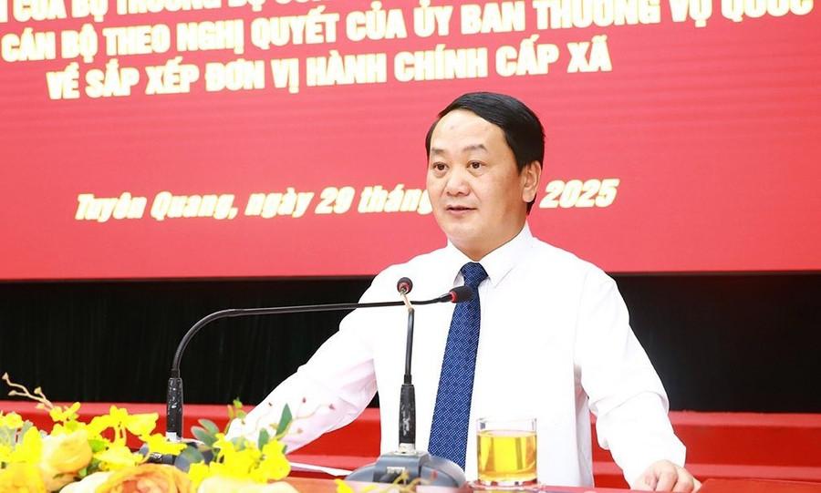 Ông Hầu A Lềnh, Bí thư Tỉnh ủy Hà Giang phát biểu tại buổi lễ. tq.jpg