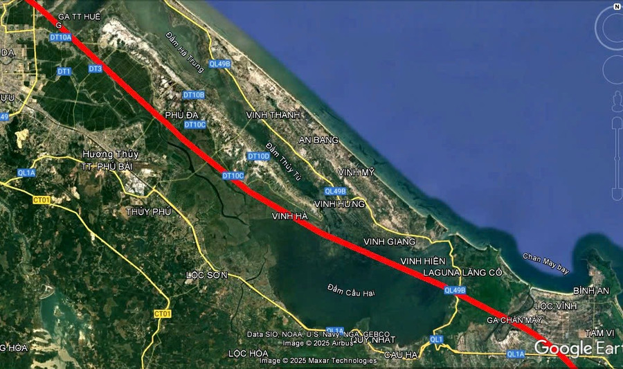 Dự án đường sắt tốc độ cao Bắc - Nam qua địa bàn TP Huế (đường màu đỏ). tp-hue-dau-tu-22-khu-tai-dinh-cu-cho-nguoi-dan-thuoc-du-an-duong-sat-toc-do-cao.jpg