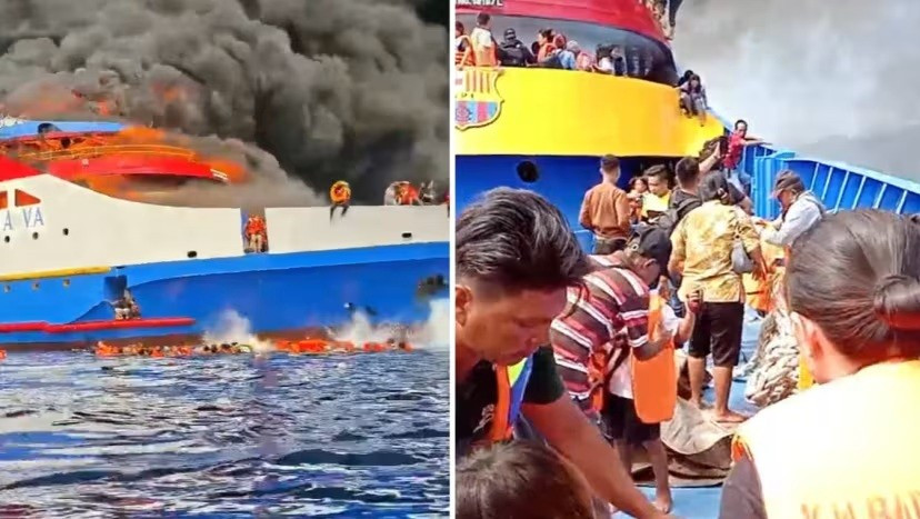 Hơn 560 người thoát chết khi tàu Indonesia bốc cháy trên biển