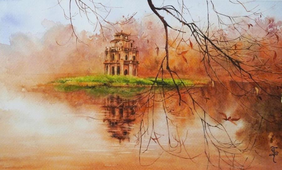 Tác phẩm 'Một ngày mùa Thu' của họa sĩ Tuyền Nguyễn.