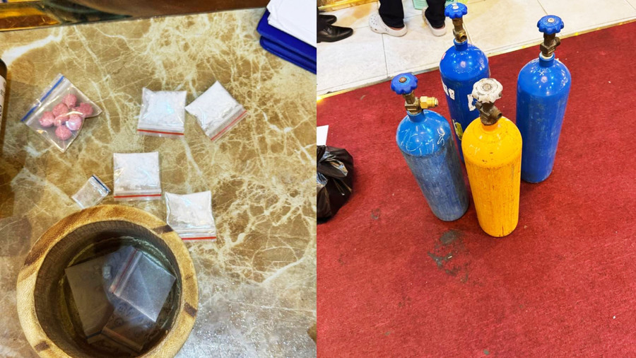 Các tang vật liên quan tại hiện trường. Ảnh: Tiến Tầm. ma-tuy-phu-quoc-2.jpg