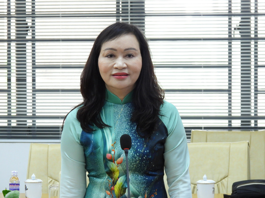 TS Đặng Thị Ngọc Lan, Phó Hiệu trưởng Trường ĐH Cửu Long phát biểu tại buổi làm việc. dhcl-dao-tao-nhan-luc-3.jpg