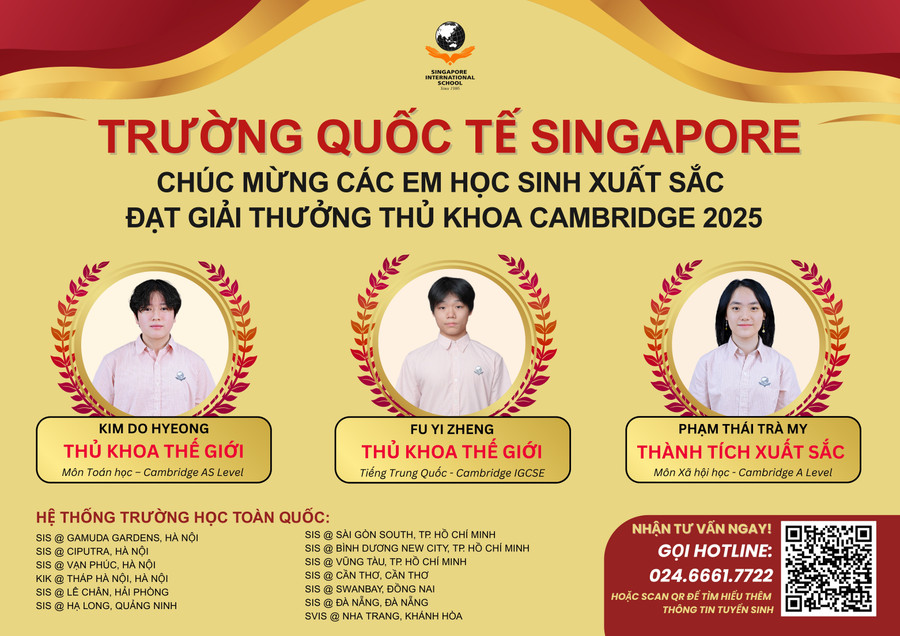 Các em học sinh SIS đạt giải thưởng tại Kỳ thi Quốc tế Cambridge 2025.