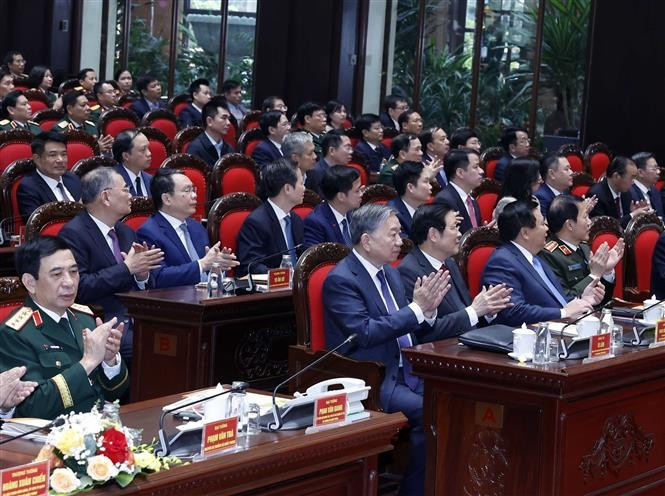 Tổng Bí thư Tô Lâm và các đại biểu tại buổi lễ. Ảnh: Thống Nhất/TTXVN