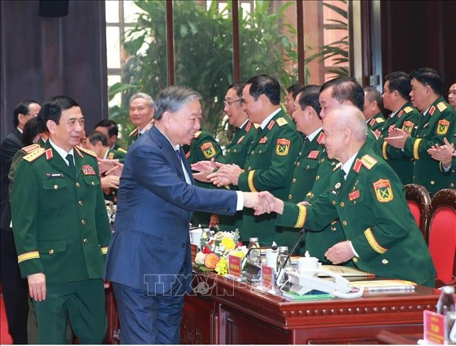 Tổng Bí thư Tô Lâm với các đại biểu. Ảnh: Trọng Đức/TTXVN