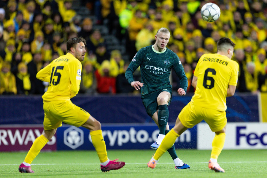 Man City thua sốc 'đội bóng nhỏ' Bodo/Glimt khiến mệt mỏi trong cuộc đua tấm vé trực tiếp vào vòng 1/8 Champions League. haaland-2.jpg