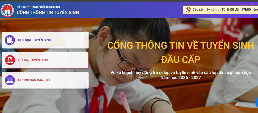 Cổng thông tin tuyển sinh đầu cấp của TPHCM.