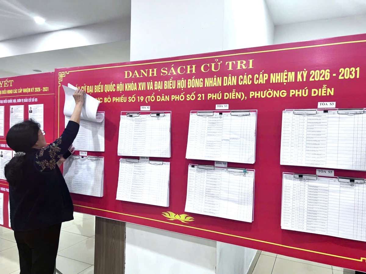 Một điểm bỏ phiếu tại phường Phú Diễn, TP. Hà Nội. Một điểm bỏ phiếu tại phường Phú Diễn, TP. Hà Nội.