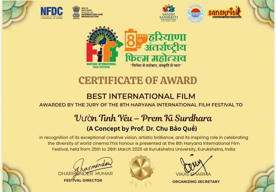 Giải "The Best International Film" dành cho bộ phim "Vườn tình yêu". qh-5.jpg