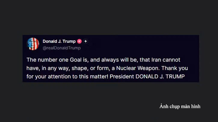 Tổng thống Mỹ Donald Trump cho biết việc ngăn chặn Iran sở hữu vũ khí hạt nhân vẫn là mục tiêu hàng đầu của Mỹ. Ảnh chụp màn hình