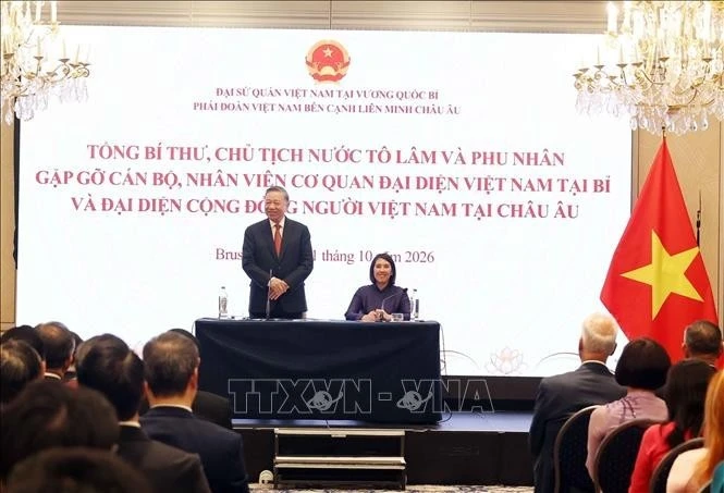 Tổng Bí thư, Chủ tịch nước Tô Lâm nói chuyện thân mật với cán bộ, nhân viên Đại sứ quán Việt Nam tại Bỉ và đại diện cộng đồng người Việt Nam tại châu Âu. Ảnh: Thống Nhất/TTXVN Tổng Bí thư, Chủ tịch nước Tô Lâm nói chuyện thân mật với cán bộ, nhân viên Đại sứ quán Việt Nam tại Bỉ và đại diện cộng đồng người Việt Nam tại châu Âu. Ảnh: Thống Nhất/TTXVN