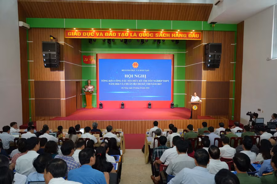 Hội nghị tổng kết công tác Tổ chức Kỳ thi tốt nghiệp năm 2026, triển khai kỳ thi năm 2027. Ảnh: Thế Hưng.