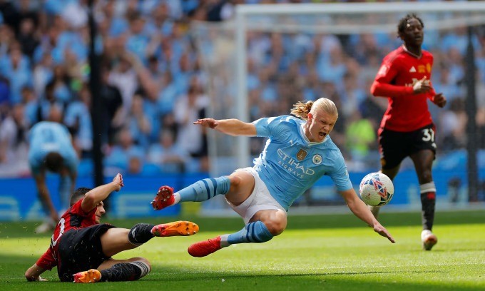 Erling Haaland tịt ngòi trận chung kết FA Cup giữa Man City và Man Utd tối 25/5.